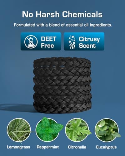 Active Era Mosquito Repellent Bracelet, Insect Midge & Mosquito Bands - Powerful DEET Free Formula - Waterproof with 250 Hours / 10 Days of Protection (Black - 18 Pack) — view 4