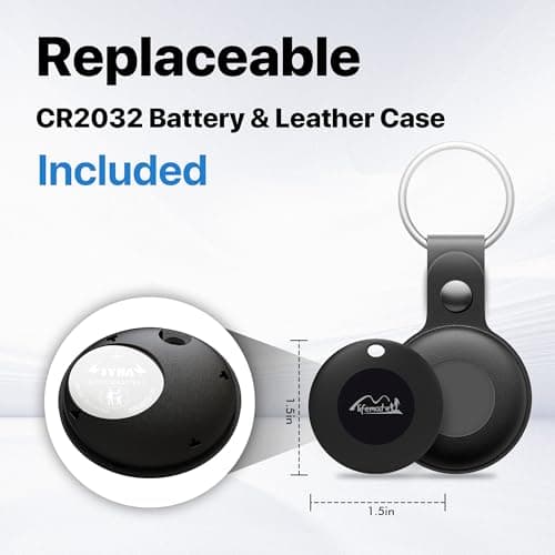 Bluetooth Tracking Tag with Leather Keychain, MFi Certified Key Finder Locator, Luggage Tracker, Works with Find My App iOS Only, Item Finder for Car Keys, Bags, Backpacks, 2-Pack — view 4