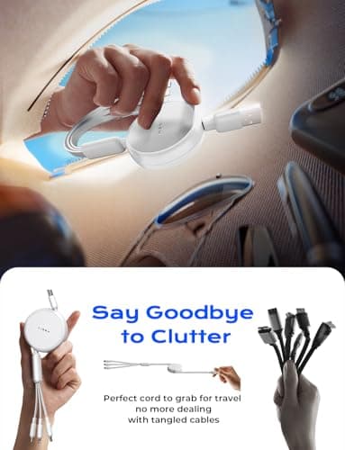 LISEN Multi Charger Cable, Retractable USB C to USB Charging Cable 3 in 1 Charger Lighting/Micro USB Cable, Travel Chargers for Multiple Devices for iPhone 17 16 15 14 Pro/Galaxy S25/Switch2, Snowy — view 2