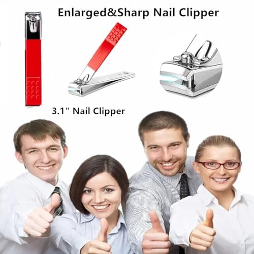 Manicure Set Nail Clipper Set Women Men Stainless Steel Toe Finger Nail Clippers Kit Personal Care Tools with Portable Travel Case Manicure Tools Grooming Kit for Women Men Friends(Red) — view 4