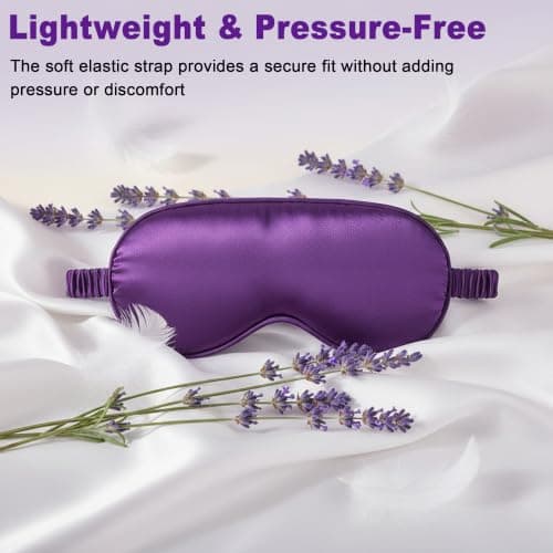 Sleep Mask Satin Eye Mask, Blackout, Deep Purple — view 3
