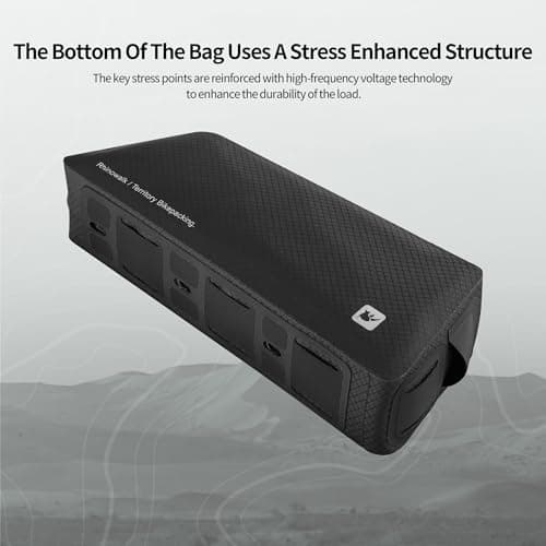 Rhinowalk Bike Top Tube Bag Bolt-On & Strap Mount Waterproof 600D TPU Frame Bag Slim Hard Shell Cycling Storage with Charging Port, Compatible with Top Tube & Bottle Cage Mounts — view 6