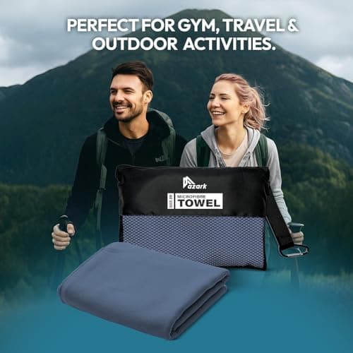 azark Microfibre Towel – Quick Dry, Lightweight & Super Absorbent – Gym, Travel, Yoga, Camping & Beach – Soft & Durable – Multiple Sizes (Navy, Medium) — view 6