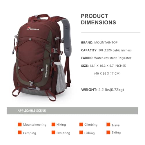 MOUNTAINTOP 20L Hiking Backpack Lightweight Rucksack for Men Women — view 3