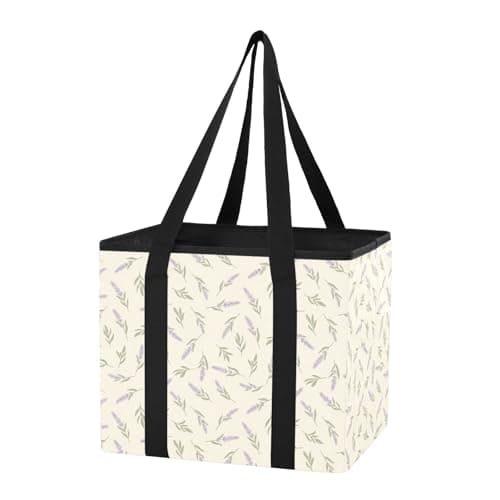 Grckit Car Trunk Organizer Lavender Pattern Heavy Duty Collapsible Storage Tote Bag with Reinforced Handles for Shopping Travel Picnic
