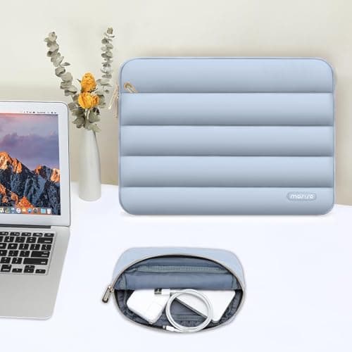 MOSISO 13.3 inch Laptop Case Puffy Sleeve with Small Bag, Baby Blue — view 5
