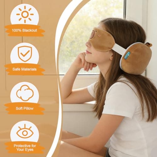 Alaoo Plush Travel Pillow and Eye Mask, Eye Mask Pillow with Cute Animal, Flight Plane Neck Pillows Play Companion for Adults and Children in Sleeping Airplane, Capybaras — view 4