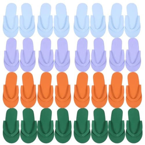 Toyvian Disposable Pedicure Slippers, 24 Pairs of Disposable Pedicure Foam Slippers, Multi Color Foldable Salon Flip-flops for Nail Foot Spa Beach Party