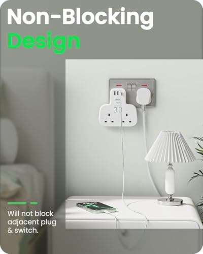 LENCENT Double Plug Adaptor with 1 USB C and 2 USB Ports, Surge Protected — view 6