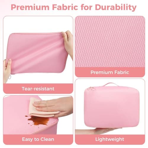 BAGAIL 8-Piece Packing Cubes Set, Travel Organizers with Breathable Mesh & Shoe Bag, Lightweight Nylon Packing Organisers for Luggage Suitcase, 9 Colors - Pink — view 4