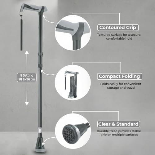 Life Healthcare All-Terrain Walking Stick, Foldable Adjustable Cane — view 2