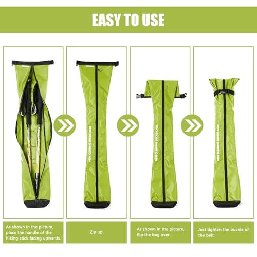 Chris.W Portable Trekking Pole Carrying Bag Storage Bag Pouch with Zipper for Walking Stick Hiking Poles Travel Case (Green) — view 3