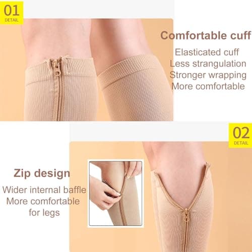 Oaygat 2 Pairs Support Stockings Calf Support Socks Graduated Flight Compression Socks for Flying Graduated Pressure Sock Compression Stockings Travel Flight Running Sock for Women Men Sport Flying — view 4