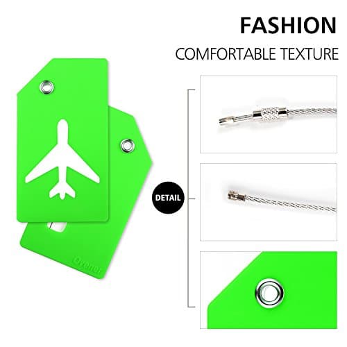5PCS Luggage Tag with Name Card,Green Silicon Luggage Tags to Suitcase — view 2