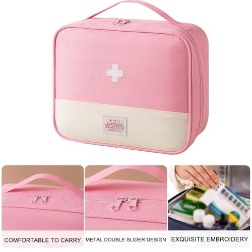 EliphonTowne 3 PCS Travel First Aid Kit - First Aid Bag Empty, Mini/Small/Large Medical Kit, Portable Medical Storage Bag for Holiday Traveling Outdoor Camping Home Hiking Survival Kit(Pink) — view 3