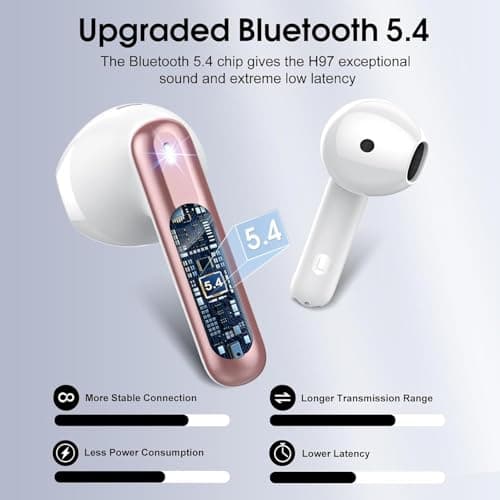 Wireless Earbuds with 6D Stereo, Bluetooth Headphones for Work, Sport Gold — view 2