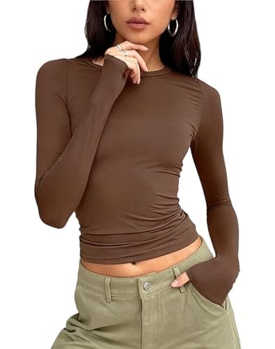 OYIWINMI 3 Pack Womens Long Sleeve Basic Tops Crew Neck Thermal Shirts Stretch Fitted Underscrubs Layer Tee XXS-L — view 4