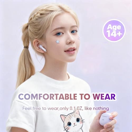 Purple Blue Tooth Ear Buds Wireless Bluetooth Earbuds for iPhone Android Phone, Waterproof Bluetooth 5.3 Headphones Deep Bass TWS Wireless Earphones, Small Earbuds for Small Ear Canals for Kids Women — view 4
