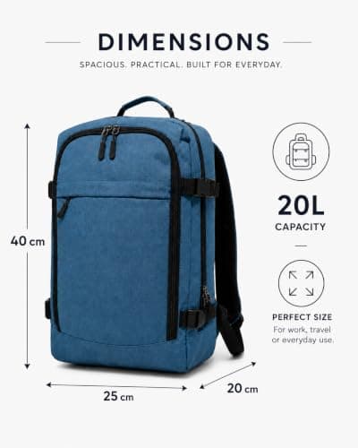 BP-R-120 Ryanair Cabin Bag 40x25x20cm Carry On Backpack Underseat CabinBag Carry on Luggage for Men Women Travel Bag Backpack (Turquoise) — view 3