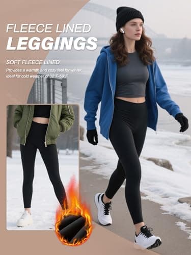 Orrfreer 3 Pack Fleece Lined Leggings for Women High Waisted Thermal Leggings Winter Warm Yoga Pants for Ladies Running Hiking Skiing Gym 3 Black M — view 5
