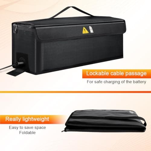 Adiwo Ebike Battery Bag, Large Fireproof Lipo Bag, Explosion-Proof Lipo Safe Box, Extra Large Battery Safety Box, including Fastener, Zip, Cable Guide For Storage, Transport, Charging Case — view 5