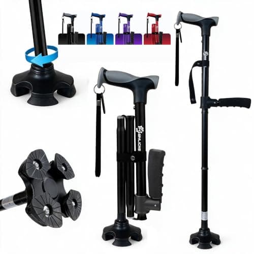 Adjustable Walking Sticks for Women and Men with Second Handle for Standing