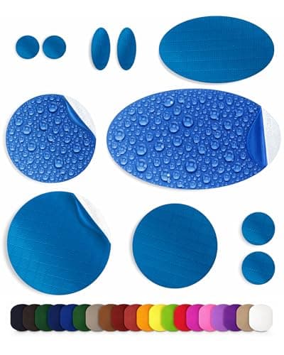 aZengear Self-Adhesive Repair Patches (30+ Colours) for Down Jackets, Puffer Coats, Tents, Upholstery - Waterproof, Tear-Cold-Heat-Resistant Nylon Polyester Fabric (11 Pcs, Blue)