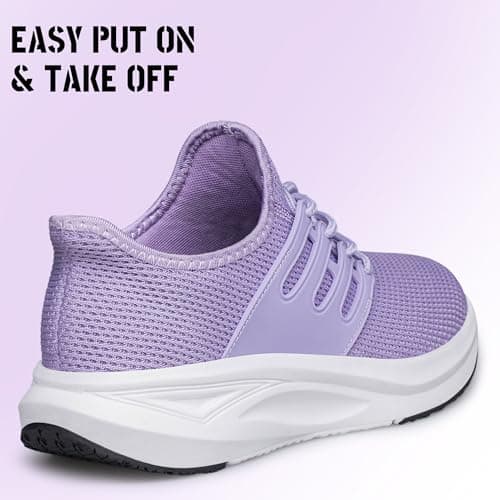 Womens Walking Trainers Lace up Sports Running Shoes Non Slip Purple 8.5 — view 6