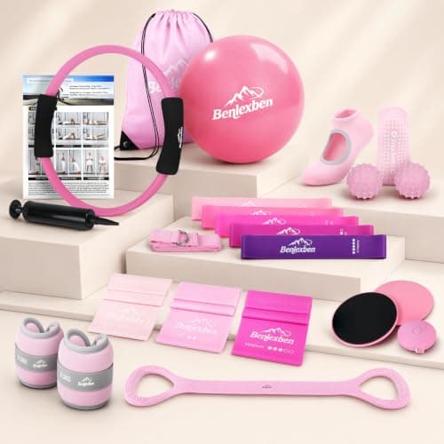 Pilates Kit for Women, 21-in-1 Pink Pilates Equipment for Home Workouts