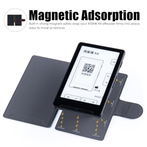 BOZHUORUI Magnetic Case for Xteink X4,PU Leather Slim Cover, Rock Black — view 2