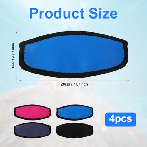 NQEUEPN 4 pcs Diving Mask Straps, Swimming Waterproof Mask Strap Covers Neoprene Mask Strap Covers Water Sports Snorkel with Neoprene Slap Straps for Diving Masks — view 2