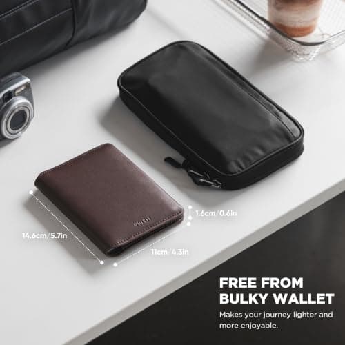 VULKIT Leather Passport Holder RFID Blocking Compact Passport Wallet — view 4