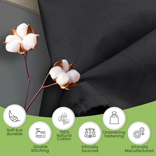 Bronta Mill Plain Natural 100% Cotton Drawstring Stuff Bags | Eco Friendly Storage Pouch | Black - XL - 75cm x 50cm — view 3