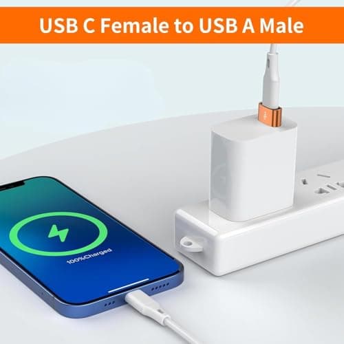 USB C to USB Adaptor, Type C Adapter, Type C Female to USB Male Converter with 5Gbps Data Transfer & Fast Charging, Compatible with All Devices with Laptop, PC, Power Bank (Gold) — view 6