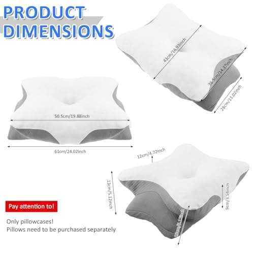 JEJUWE Cervical Pillowcase for Butterfly Pillow Case Cover Only - Soft Pillowcase for Contouring Memory Foam Neck Support Pillow, Zipper Closure, Machine Washable, 61 x 43 cm — view 3