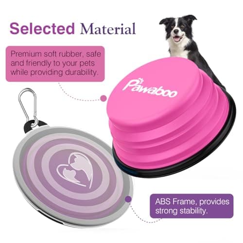 Pawaboo Collapsible Travel Dog Bowls 2 Pack with Lids & Carabiners Silicone — view 6
