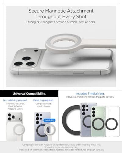 Spigen S582W MagFit Plus MagSafe 66" Extendable Tripod Selfie Stick for iPhone, 360° Rotating Head Bluetooth 5.0, One Push Opening Magnetic Phone Stand Universal metal ring included - Dune Beige — view 3