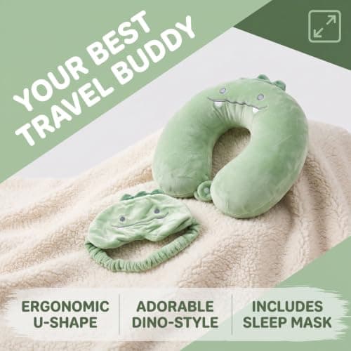 Elovara Soft U Shaped Airplane Pillow for Travel with Cute Sleep Eye Mask — view 6