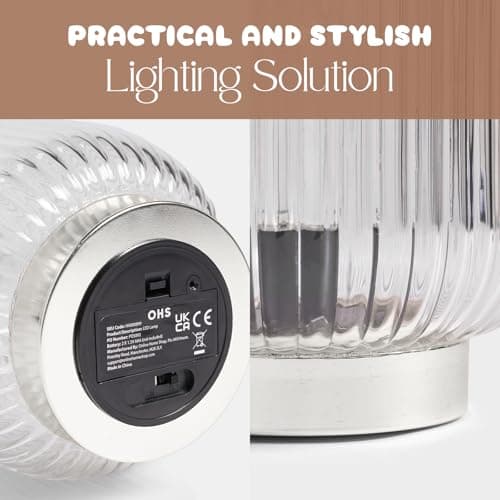 OHS Clear Glass Cordless Table Lamps, Battery Operated Lamp Portable LED Touch Light Decorative Bedside Table Lamps for Bedroom Living Room Office Outdoor Use — view 4