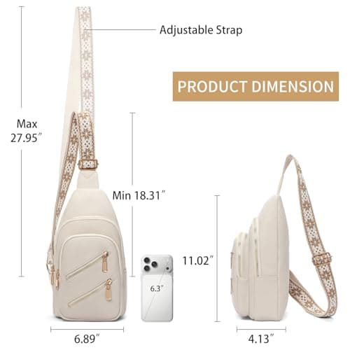 SENDEFN Crossbody Bags for Women Sling Bag Vegan Leather Chest Bag Fanny Pack with Adjustable Guitar Strap for Travel — view 4