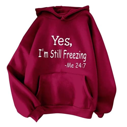 Women's Letter Graphic Hoodie, Fleece Oversized Pullover Sweatshirt Wine