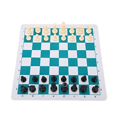Matybobe Chess Set Plastic Pieces Travel Gathering for Kids and Family Entertainment 35 X 35cm PU Leather Waterproof — view 6
