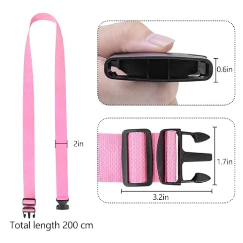 Luggage Straps for Suitcase Heavy Adjustable Suitcase Straps with Quick Release Buckle Suitcase Identifier Bands for Travel Case Non-Slip Travel Belt Travel Accessories (Pink, 4pcs) — view 2