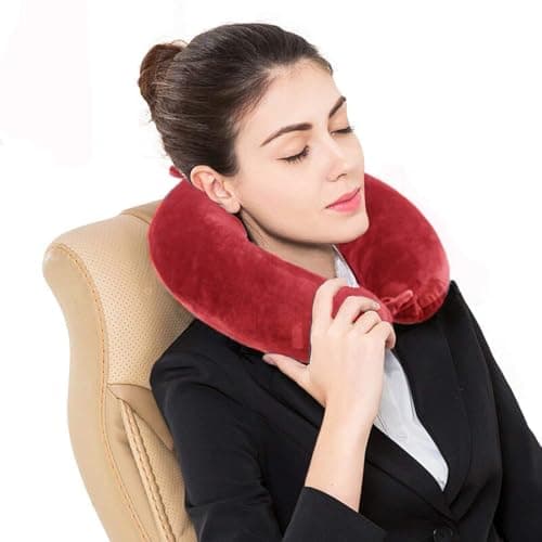 kierain Travel Pillow - Memory Foam Neck Pillow Support Pillow,Luxury Compact & Lightweight Quick Pack for Camping,Sleeping Rest Cushion (Red) — view 3