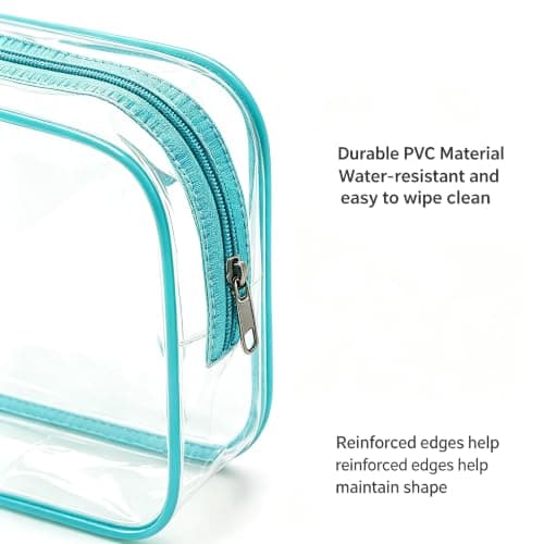 3 Pack Clear Travel Toiletry Pouches Makeup Bags Large Capacity Waterproof PVC Cosmetic Organizers for Suitcase Storage (Orange) — view 3