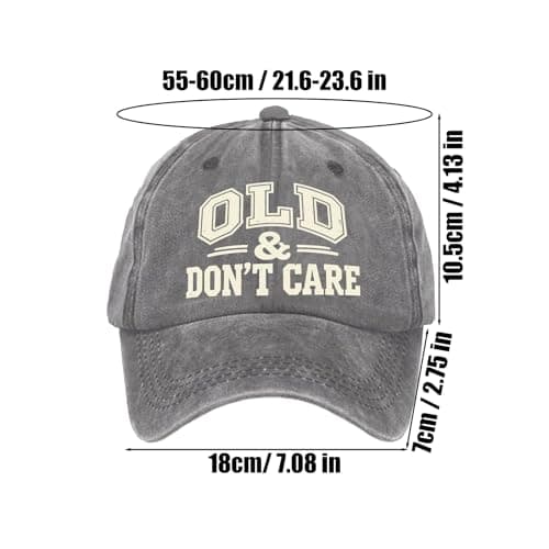 Baseball Cap | Adjustable Old Dont Care Sunshade | Breathable Sun Protection Ball Hat | for Men Women Running Daily Hiking Travel Sports Picnic Fishing Shopping New Year Party Gray — view 5