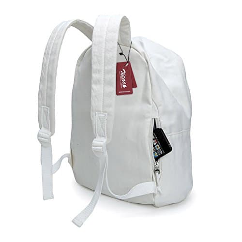 Zicac Unisex White Canvas Backpack DIY 15.6" Laptop Large Casual Rucksack — view 5