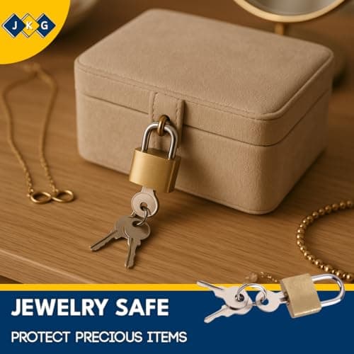 3 x 20mm Small Padlocks with Keys - Solid Brass | Small Gym Locker Padlocks, Travel Luggage Padlock, Lock for Jewellery Box, Cupboards, Tool Box, Suitcases - Mini Indoor Outdoor Locks (9 Keys) — view 5