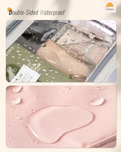 Chakipee Travel Hanging Toiletry Bag for Women - Foldable Toiletries Waterproof Organizer with Clear Window, Lightweight Wash Bags for Essentials, Makeup, Shampoo，Pink, Medium — view 4