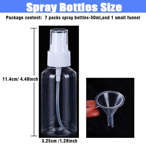 Fine Mist 7 Pack 50ml Refillable Plastic Bottles, Mini Spray Bottles Transparent Plastic Holiday Travel Bot (50ML) — view 2